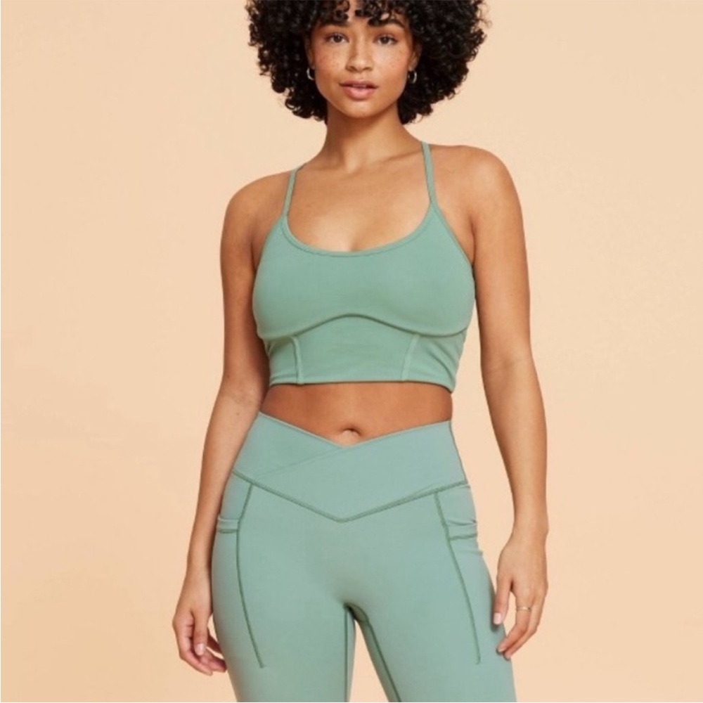 Blogilates Corset Crop Bralette Hedge Green Size Medium - Picture 3 of 11
